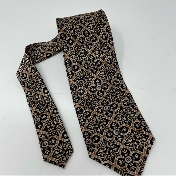 Gianfranco Ferre gold & black 100% silk tie - Picture 2 of 5